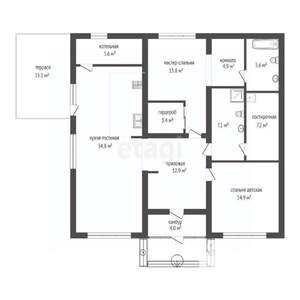 Дом 120м², 1-этажный, участок 6 сот.  