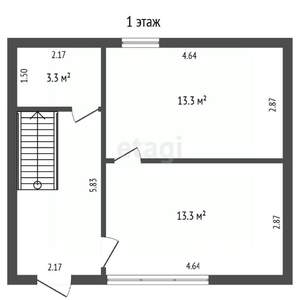 Дом 81м&sup2;, 2-этажный, участок 3 сот.  