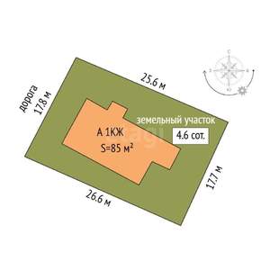 Дом 85м², 1-этажный, участок 5 сот.  