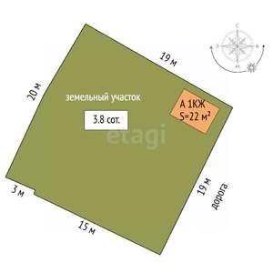 Дом 22м², 1-этажный, участок 4 сот.  