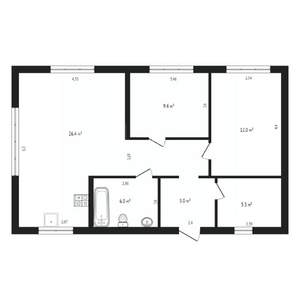 Коттедж 70м², 1-этажный, участок 8 сот.  