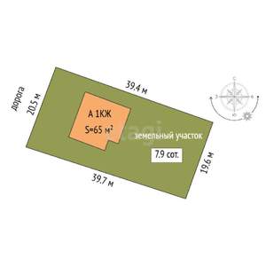 Дом 111м², 1-этажный, участок 8 сот.  