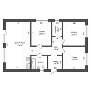 Дом 91м&sup2;, 1-этажный, участок 7 сот.  