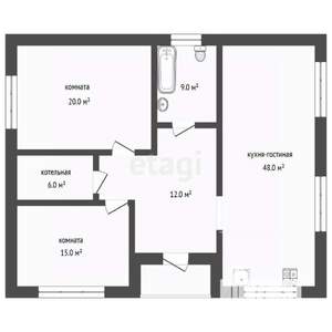 Дом 110м&sup2;, 1-этажный, участок 7 сот.  