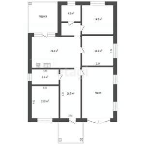 Дом 130м², 1-этажный, участок 6 сот.  