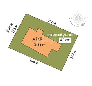 Дом 85м², 1-этажный, участок 5 сот.  