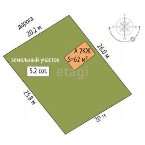 Дача 62м², 2-этажный, участок 5 сот.  
