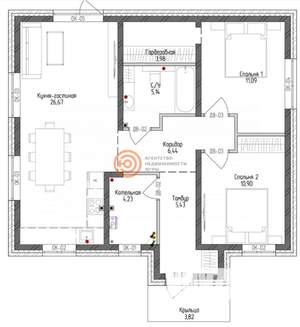 Дом 75м&sup2;, 1-этажный, участок 1 сот.  