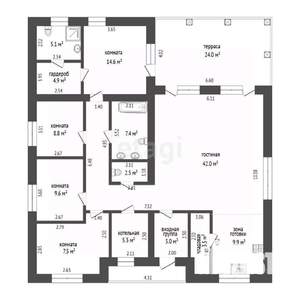 Дом 184м², 1-этажный, участок 10 сот.  