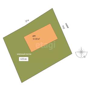 Дом 220м², 2-этажный, участок 6 сот.  