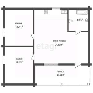 Дом 53м&sup2;, 1-этажный, участок 7 сот.  