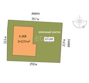 Дом 127м&sup2;, 1-этажный, участок 7 сот.  