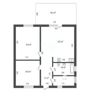 Дом 77м², 1-этажный, участок 6 сот.  