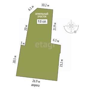 Дом 60м², 1-этажный, участок 10 сот.  