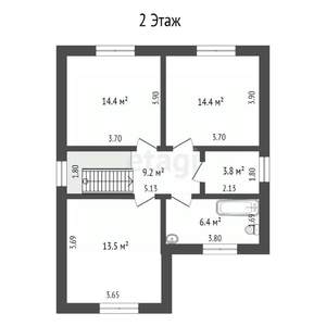 Дом 128м², 2-этажный, участок 6 сот.  