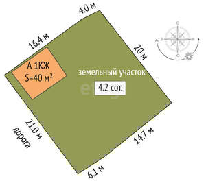 Дом 40м², 2-этажный, участок 4 сот.  