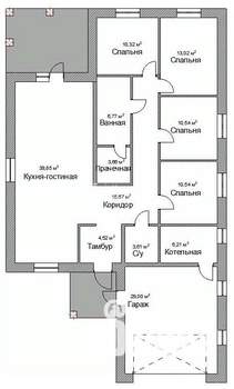 Коттедж 165м², 1-этажный, участок 11 сот.  