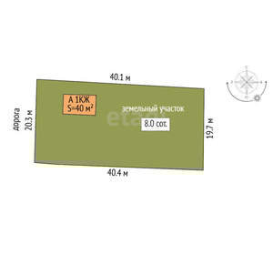 Дом 40м², 1-этажный, участок 8 сот.  