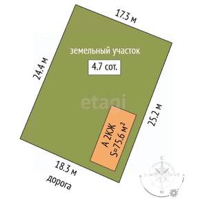 Дом 76м², 2-этажный, участок 5 сот.  