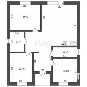 Дом 95м&sup2;, 1-этажный, участок 8 сот.  