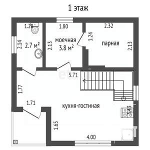 Дом 60м², 2-этажный, участок 10 сот.  