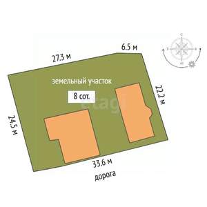 Дом 119м², 2-этажный, участок 8 сот.  