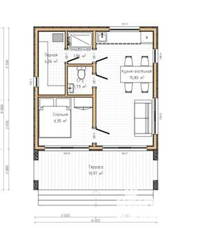 Дом 60м&sup2;, 1-этажный, участок 5 сот.  