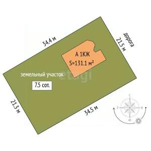 Дом 131м&sup2;, 1-этажный, участок 8 сот.  