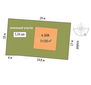 Дом 100м&sup2;, 1-этажный, участок 5 сот.  
