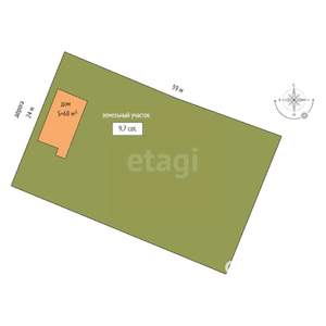 Дом 68м&sup2;, 2-этажный, участок 10 сот.  