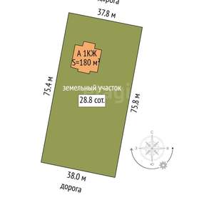 Дом 180м&sup2;, 1-этажный, участок 29 сот.  