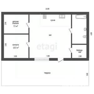 Дом 68м², 1-этажный, участок 8 сот.  