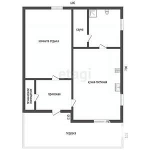 Дом 42м², 1-этажный, участок 3 сот.  