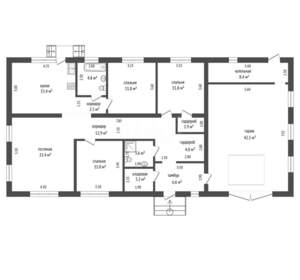 Дом 115м², 1-этажный, участок 9 сот.  