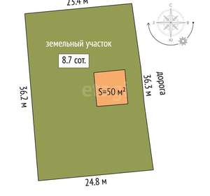 Дом 50м², 2-этажный, участок 9 сот.  