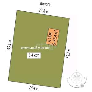Дом 35м², 1-этажный, участок 8 сот.  