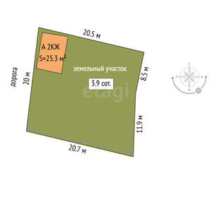 Дом 25м&sup2;, 2-этажный, участок 4 сот.  