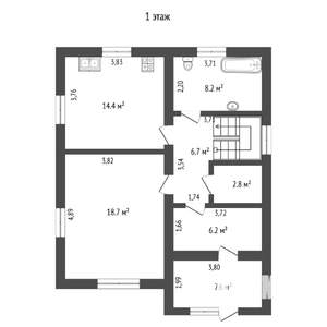 Коттедж 120м², 2-этажный, участок 12 сот.  