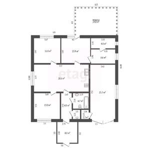 Дом 156м&sup2;, 1-этажный, участок 6 сот.  