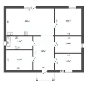 Дом 90м², 1-этажный, участок 5 сот.  