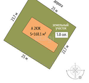 Дом 168м², 2-этажный, участок 6 сот.  