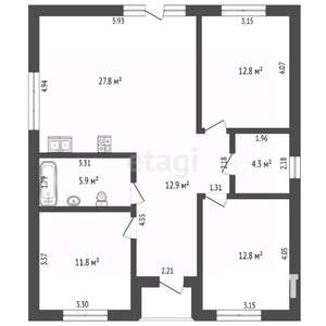 Дом 92м&sup2;, 1-этажный, участок 6 сот.  