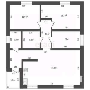 Дом 100м&sup2;, 1-этажный, участок 5 сот.  