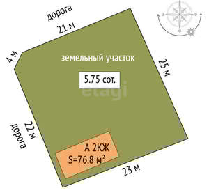 Дача 77м², 2-этажный, участок 6 сот.  