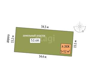 Дом 52м&sup2;, 2-этажный, участок 5 сот.  