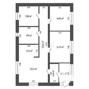 Дом 95м&sup2;, 1-этажный, участок 5 сот.  