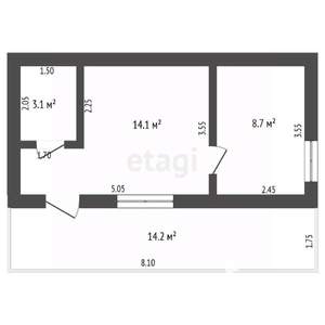 Дом 42м&sup2;, 1-этажный, участок 5 сот.  