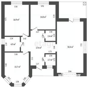 Дом 104м&sup2;, 1-этажный, участок 9 сот.  