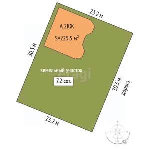 Дом 226м², 2-этажный, участок 7 сот.  