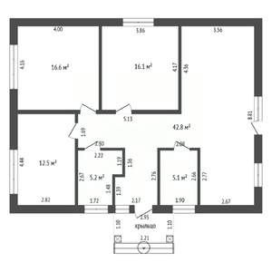 Дом 100м&sup2;, 1-этажный, участок 5 сот.  